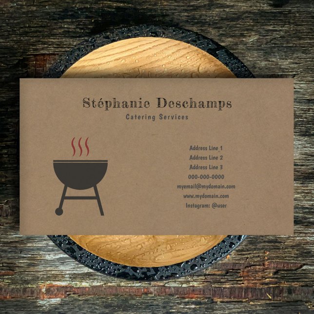 Kraft & Rustic BBQ  Business Card (Kraft & Rustic BBQ Business Card)