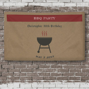 Kraft & Rustic BBQ Party Birthday  Banner