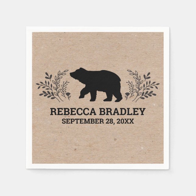 Kraft Rustic Bear Lumberjack Baby Shower Napkin (Front)