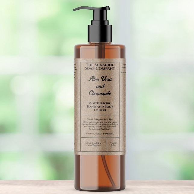 Kraft rustic cosmetics bottle label 4 oz 8 oz (Creator Uploaded)