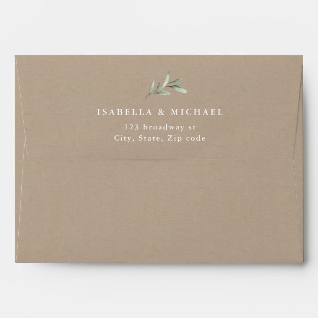 Kraft rustic greenery liner wedding envelope (Back (Top Flap))