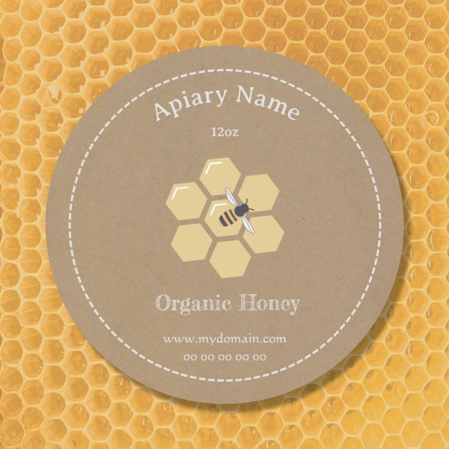 Kraft Rustic Honey Jar Label Sticker for Beekeeper (Kraft & Rustic Honey Jar Label)
