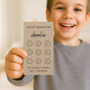 Kraft Rustic   Kids Good Behaviour Punch Card