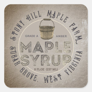 Kraft Rustic Kitchen Vintage Overlay Maple Syrup Square Sticker