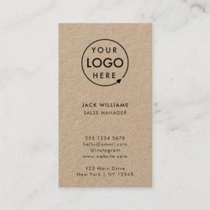 Kraft Rustic Logo Vertical Informal Company Business Card