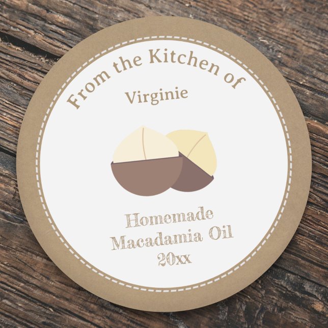 Kraft Rustic Macadamia Oil Label Sticker (Kraft Rustic Macadamia Oil Label Sticker)