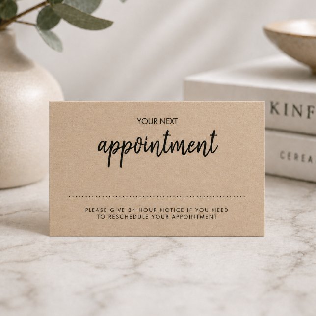 Kraft Rustic | Minimalist Modern Stylish Reminder Appointment Card (Creator Uploaded)