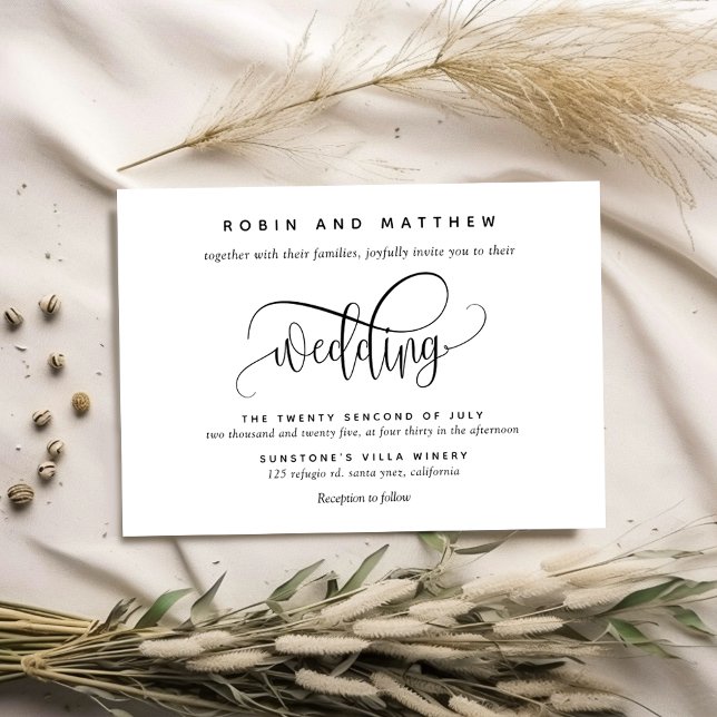Kraft, Rustic Modern, Elegant Script Wedding Invitation (Creator Uploaded)