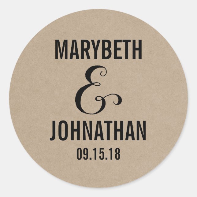 Kraft Rustic Modern We Do Script Wedding Sticker (Front)