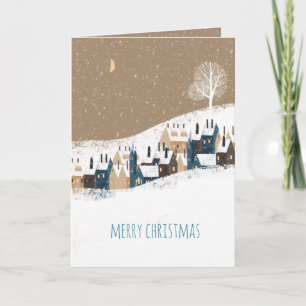Kraft Rustic Nordic Houses Snowy Mountain Village Holiday Card
