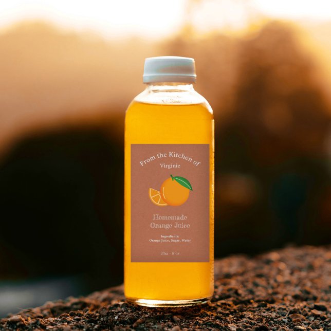 Kraft & Rustic Orange Juice Bottle Label Sticker (Kraft & Rustic Orange Juice Bottle Label Sticker)