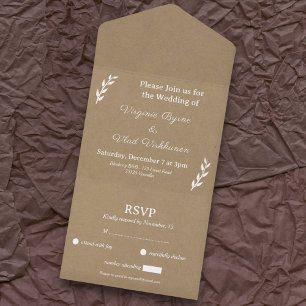Kraft & Rustic RSVP Wedding All In One Invitation