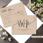 Kraft Rustic Style, Modern Script, RSVP Postcard<br><div class="desc">Beautiful Kraft style RSVP postcard for any special event. Kraft style background in both front and back. Use of beautiful modern hand written calligraphy and block typography all throughout, making this postcard a one of a kind. Add in back area your RSVP date and details. Ability to add meal choices...</div>