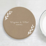 Kraft & Rustic Wedding Coaster<br><div class="desc">A simple and sober,  Kraft & Rustic coaster in brown and white tones with ornaments for a wedding reception decoration or a bridal shower!</div>