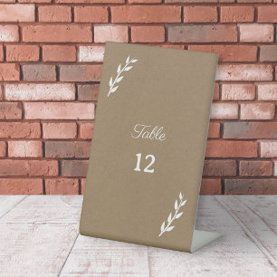 Kraft & Rustic Wedding Table Numbers Pedestal Sign