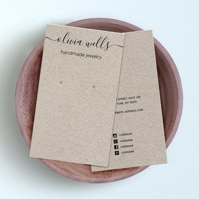 Kraft Signature Script Earring Display Business Ca Card (Creator Uploaded)