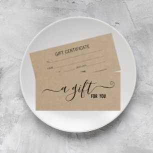 Kraft Simple & Modern Business Gift Certificate