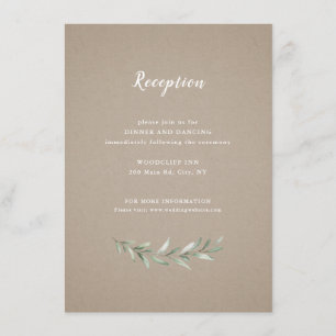 Kraft simple rustic greenery wedding enclosure card