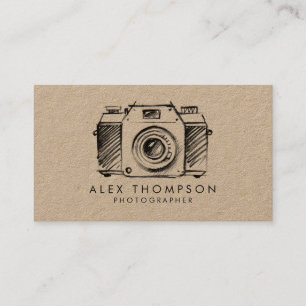 Kraft Sketch Camera Photographer Business Card