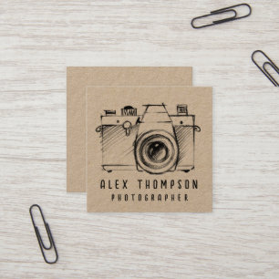 Kraft Sketch Camera Photographer Business Card