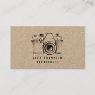 Kraft Sketch Camera Photographer Business Card