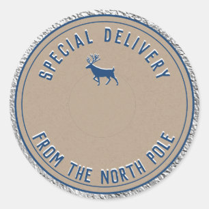 Kraft Special Delivery From The North Pole Silver Classic Round Sticker