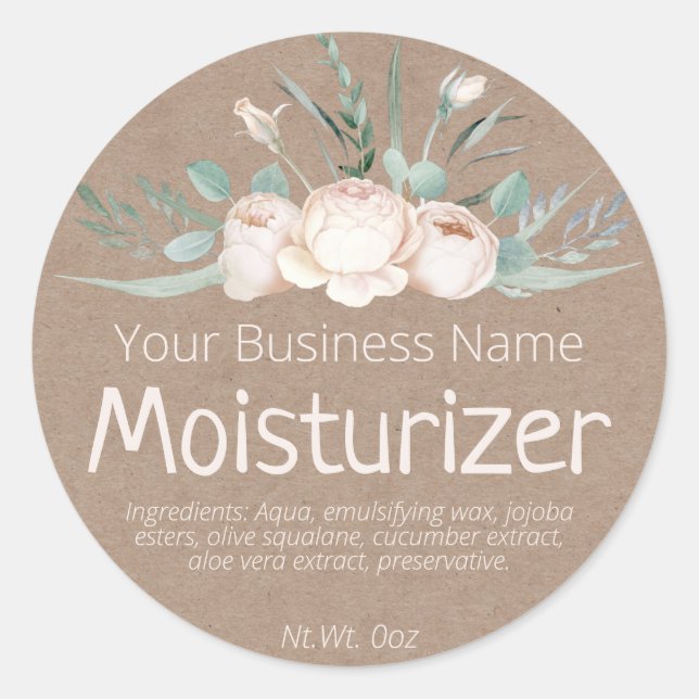 Kraft Sticker Label For Homemade Face Moisturizer (Front)