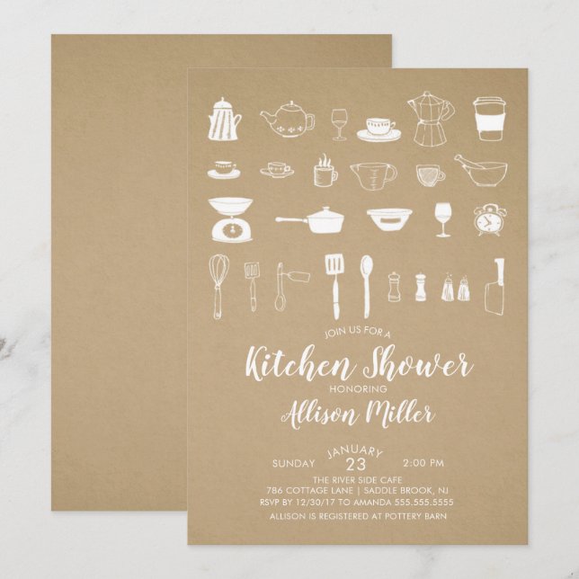 Kraft Stock The Kitchen Bridal Shower Invitation (Front/Back)