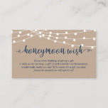 Kraft string lights, Navy Blue, Honeymoon Wish Enclosure Card<br><div class="desc">This is the Rustic brown kraft,  string lights,  Navy blue Script,  Wedding Enclosure Card. You can change the font colours,  and add your wedding details in the matching font / lettering. #TeeshaDerrick</div>