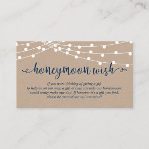 Kraft string lights, Navy Blue, Honeymoon Wish Enclosure Card