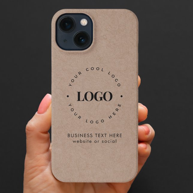 Kraft Style Business Custom Logo & Text Rustic iPhone Case (Creator Uploaded)
