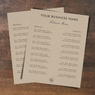Kraft Style Elegant Restaurant Takeout Menu & Logo