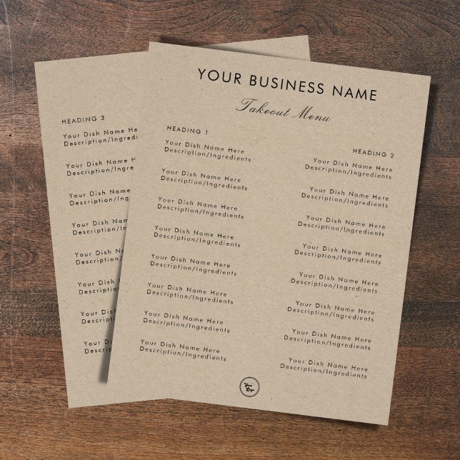Kraft Style Elegant Restaurant Takeout Menu & Logo (Creator Uploaded)