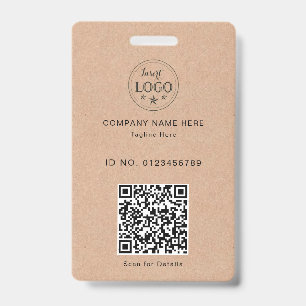 Kraft Style ID Badge – Logo & Scannable QR