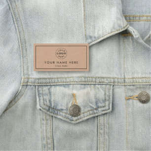 Kraft Style Professional Look 3"X1.5" Rectangle Name Tag