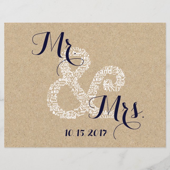 Kraft Sunflower Bride Wedding Program Flyers (Front)