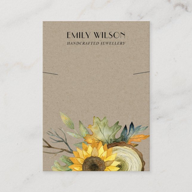 KRAFT SUNFLOWER FALL NECKLACE BRACELET DISPLAY BUSINESS CARD (Front)
