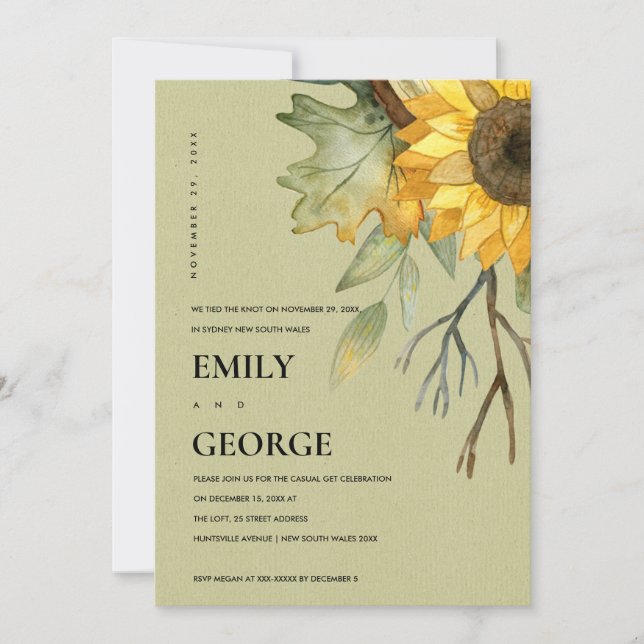 KRAFT SUNFLOWER FLORAL WE TIED THE KNOT CARD (Front)
