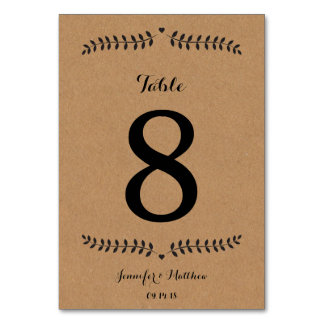 Kraft Table Number / Wedding Table Number Kraft