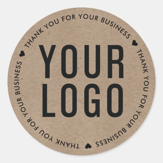 Kraft Thank You For Your Business Logo Custom Classic Round Sticker (Front)