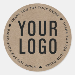 Kraft Thank You For Your Order Business Logo Classic Round Sticker
