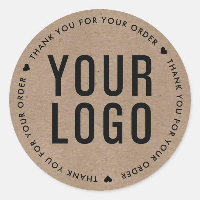 Kraft Thank You For Your Order Business Logo Classic Round Sticker (Front)