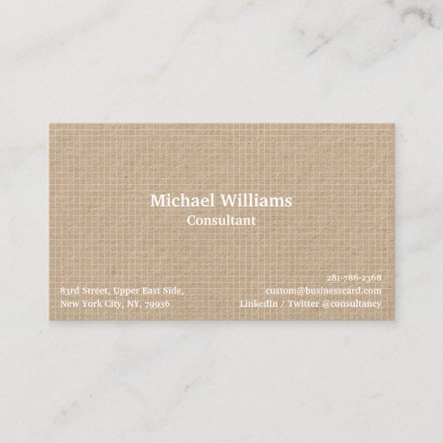 Kraft Trendy Chequered Pattern Modern Geometric Business Card (Front)