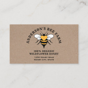 Kraft vintage bee honey jar business card