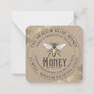 Kraft Vintage Bee Honey Jar Tag or Business Card