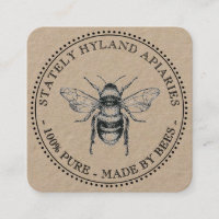 Kraft Vintage Bee Honey Jar Tag without punch-hole