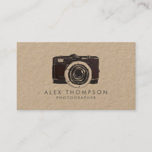 Kraft Vintage Camera Photographer Business Cards