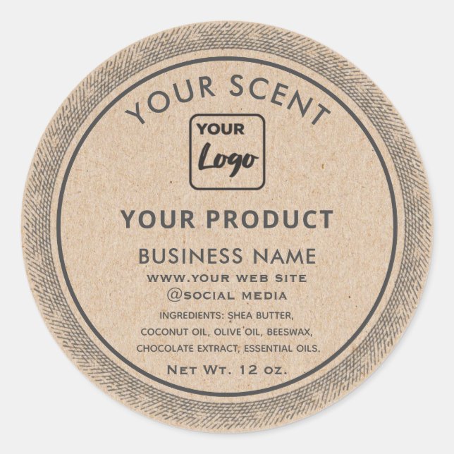Kraft vintage Custom logo product label (Front)