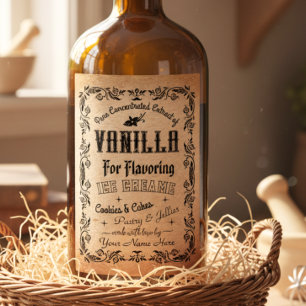 kraft Vintage Homemade Vanilla Extract Label