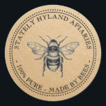 Kraft Vintage Honey Jar Label<br><div class="desc">Vintage bee on kraft background.</div>